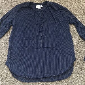 Old Navy Dark Blue Striped Shirt Tunics Women Medium